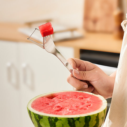 2-in-1 Watermelon Slicer + Fork – Cut & Eat in Seconds
